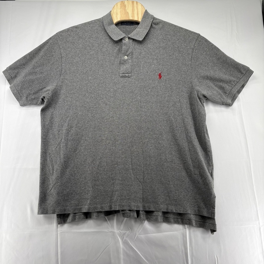 Polo Ralph Lauren Polo Shirt Men's 2XL Gray W Red Pony Logo Cotton